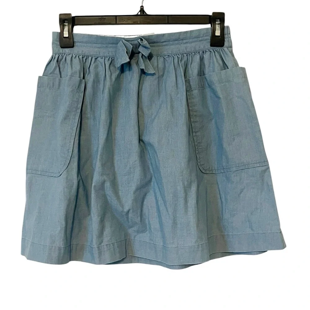Crewcuts‎ J. Crew Blue Chambray Cotton Elastic Waist Mini Skirt Girls 14